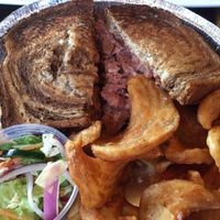 vegan reuben with fries at True BBQ and Whiskey Bar in Munster