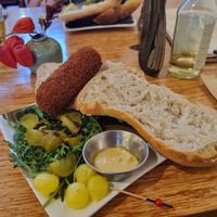 Croquette sandwich at Museum Het Schip Cafe in Amsterdam