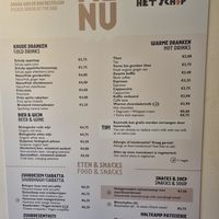 Menu at Museum Het Schip Cafe in Amsterdam