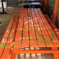 cool picnic table on the patio  at s.e.e.d. Cafe in Phoenix