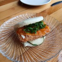 Fake Fish Bao made vegan at Red & The Wolf in Clawson