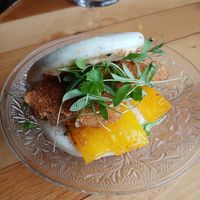 Szechuan Hot Chicken Bao made vegan at Red & The Wolf in Clawson
