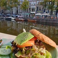 Avocado Bagel with chives cream cheese at Bagels & Beans - Keizersgracht in Amsterdam