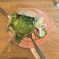 (Vegan) Sesame bagel with avocado and pesto + sundried tomato cream “cheese”  at Bagels & Beans - Keizersgracht in Amsterdam
