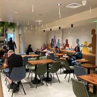 Inside seating at Mia's Brooklyn Bakery in New York City