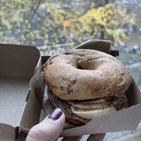 Banana bagel   at Bagels & Beans - Roetersstraat in Amsterdam