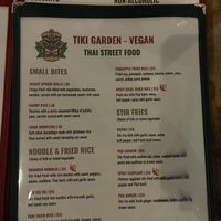 separate vegan menu  at Tiki Garden Thai Street Food DC in Washington