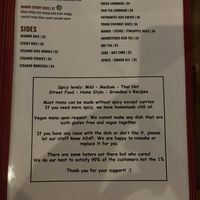 separate vegan menu  at Tiki Garden Thai Street Food DC in Washington