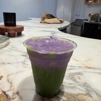 Oat ube matcha with vegan ube cold foam at Sua in Los Angeles