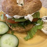 Avocado bagel with vegan cream cheese at Bagels & Beans - Van Baerlestraat in Amsterdam