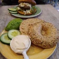 vegan bagel with avocado at Bagels & Beans - Van Baerlestraat in Amsterdam
