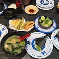 Vegan option spread at Kura Revolving Sushi Bar in Glendale