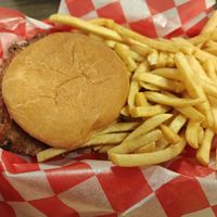 Plant based burger and fries at Moonlight Drive-In in Titusville