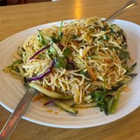 Numbing Noodles; ask for wide noodles instead at Fusion Fare Restaurant in Santa Cruz