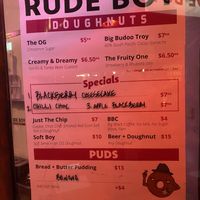 Menu as of 05/06/2026  at Rude Boy in Sydney