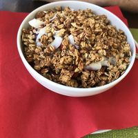 Açaí bowl - goji berries and coconut under there! at Vita Health Food Bar in Hvar