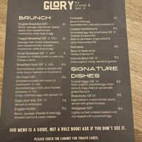 Menu  at Morning Glory in Todmorden