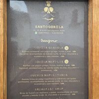 Menu at Santo Gorila in San Agustin