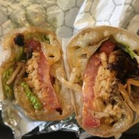 Gluten feee wrap with bliss vegan burger one of the very best I’ve had in the world as well  at VLife in New York City