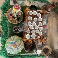 Coffee brewing stations  at Minilik in Fludir