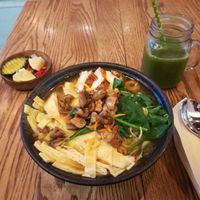 Tenetious Tofu "Voodle Ramen" and a green smoothie at Tribe Organic - China View Plaza in Beijing