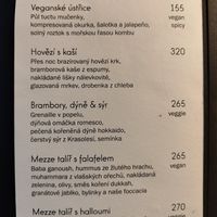 Menu at Informace in Prague