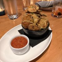 Zucchini chips (omit side aioli sauce)  at Vidrio in Raleigh