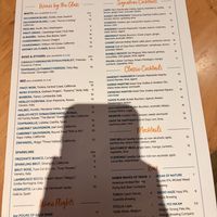 Drink menu  at Vidrio in Raleigh