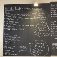 Part of the menu. Note the vegan choice! at Kin Cafe Vegetarian in London