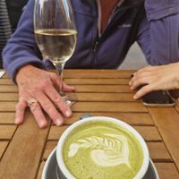 Matcha latte  at Kin Cafe Vegetarian in London