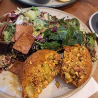 Inside the aranchini 🤤 at Kin Cafe Vegetarian in London