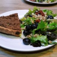 vegan Quiche with salad at Kin Cafe Vegetarian in London