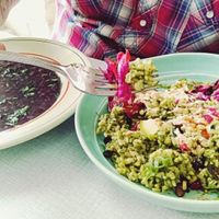 Rice bowl and soup! at Strandfield House Coffee Shop in Dundalk