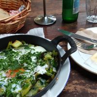 Baked "green eggs" at Strandfield House Coffee Shop in Dundalk
