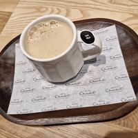 Hazelnut mocha latte with oat milk at Hotel Chocolat in Cheshire
