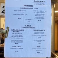Toastie and soup options  at Flint Barn Cafe in Norwich