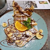Vegane Waffeln mit Schoko und Banane at Wunschlos Gluecklich in Wurzburg