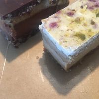 White chocolate salted caramel cake and chocolate peanut cake  at Raw Trader in Melbourne