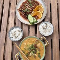 Vegan “duck” and curry  at Rau&La in Warsaw