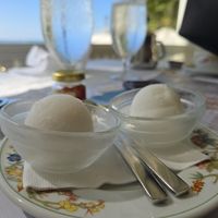 Afternoon tea lemon sorbet at Veranda at the Beachhouse in Honolulu