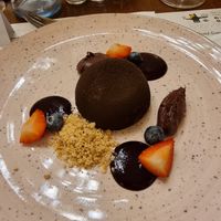 Chocolate mousse with fruits (vg) at Vígvarjú Étterem  in Budapest