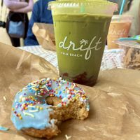 GF Vegan donut, Berry Matcha w/ oat milk  at Drift Palm Beach in Palm Beach