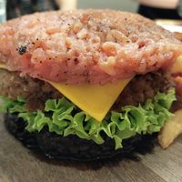 The Chickpea Rice Burger with Fries at Sufood 舒果 in Central Singapore