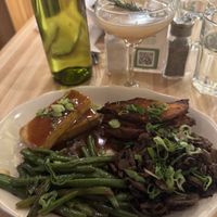 Market plate with teriyaki tofu, mushrooms, sweet potato, and green beans  at Westville Clarendon in Arlington