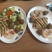 Falafel, Salad, Hummus, Baba Ganoush, and Pita.  at Heart of Jerusalem Cafe in Manitou Springs