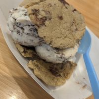 Vegan chocolate chip cookie sandwich with vegan chocolate chip ice cream. at The Baked Bear - Dania Beach in Dania Beach