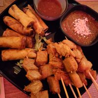 The vegan starters, spring rolls and vegan saté at ComeOnIn Thai Food & Craft Beer in Zuid-holland
