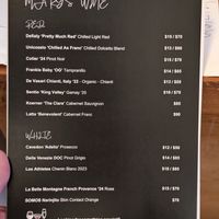 Wine list Jan 26 at Cross Eyed Mary in Coolangatta