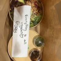 It was a delivery where I asked to be everything vegan. I received this note in the bag   at Buddha Bowl Kolding in Kolding