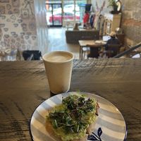 Avocado toast and vanilla oat latte  at Daydrinkers in Seneca